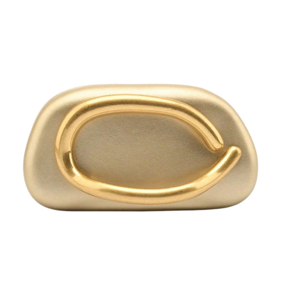 Sculptural Loop Handle Marble Clutch - PU_Gold