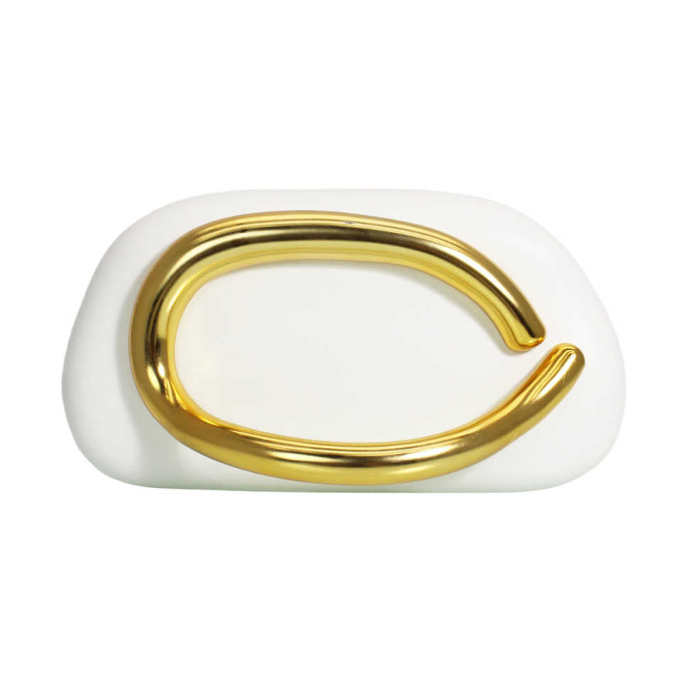 Sculptural Loop Handle Marble Clutch - PU_White