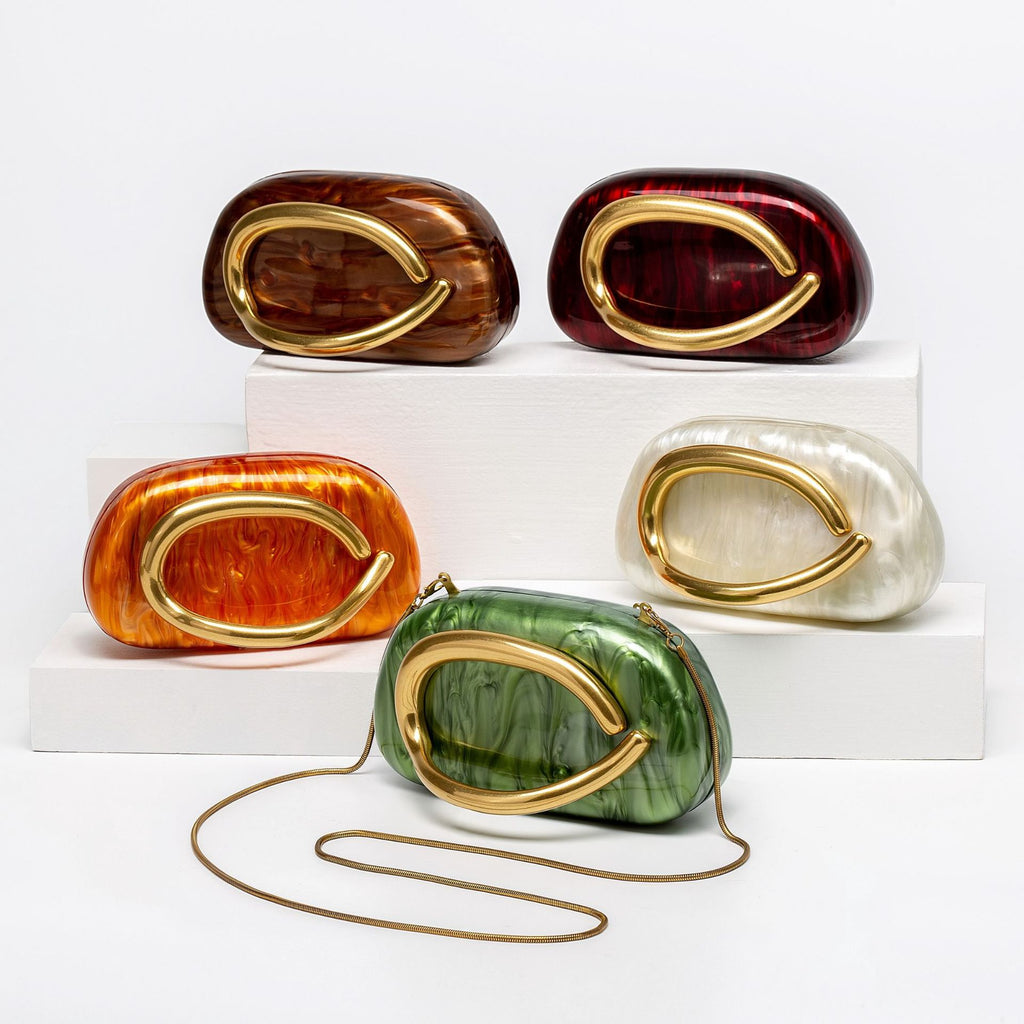 Sculptural Loop Handle Marble Clutch