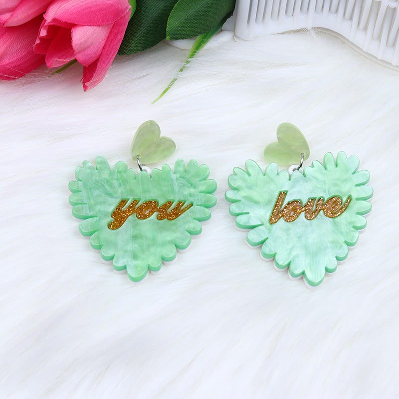 Scalloped Heart Script Drop Earrings - Color_3