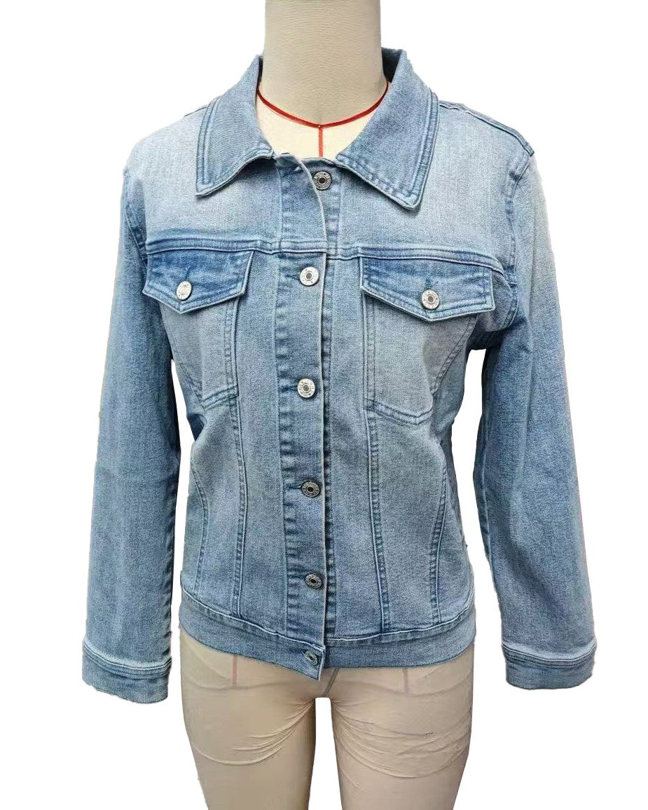 Classic Washed Denim Trucker Jacket - Blue - 1