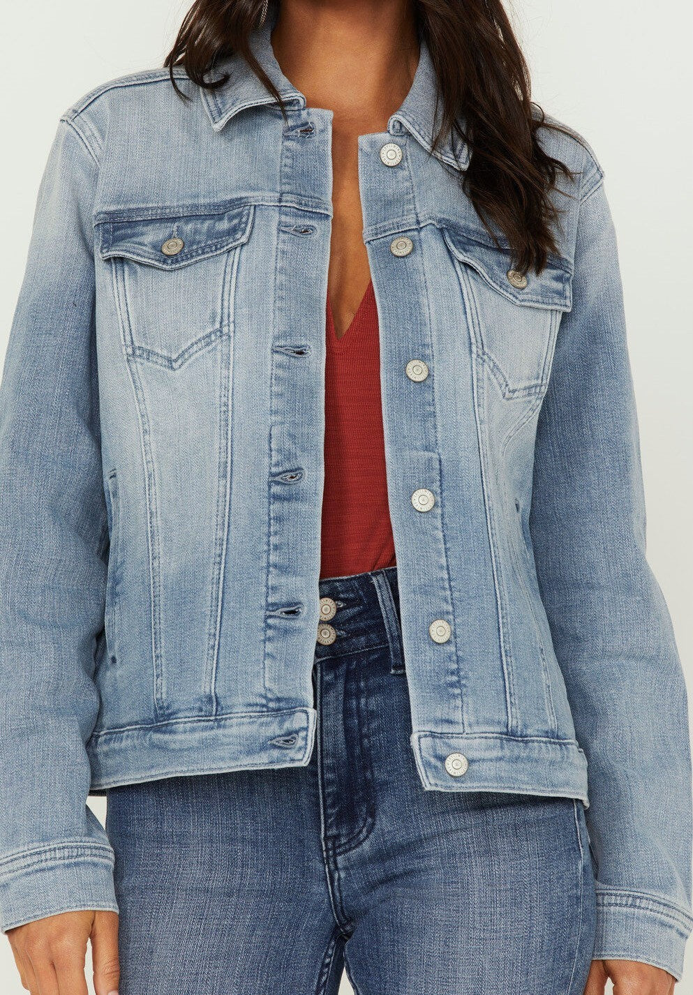 Classic Washed Denim Trucker Jacket - Blue - 4