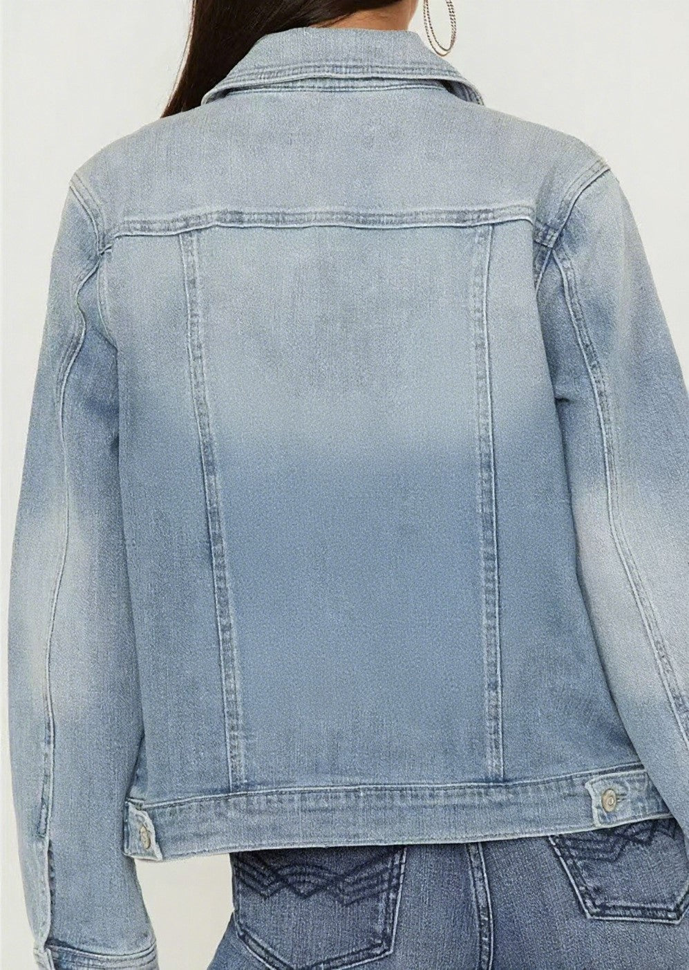 Classic Washed Denim Trucker Jacket - Blue - 5
