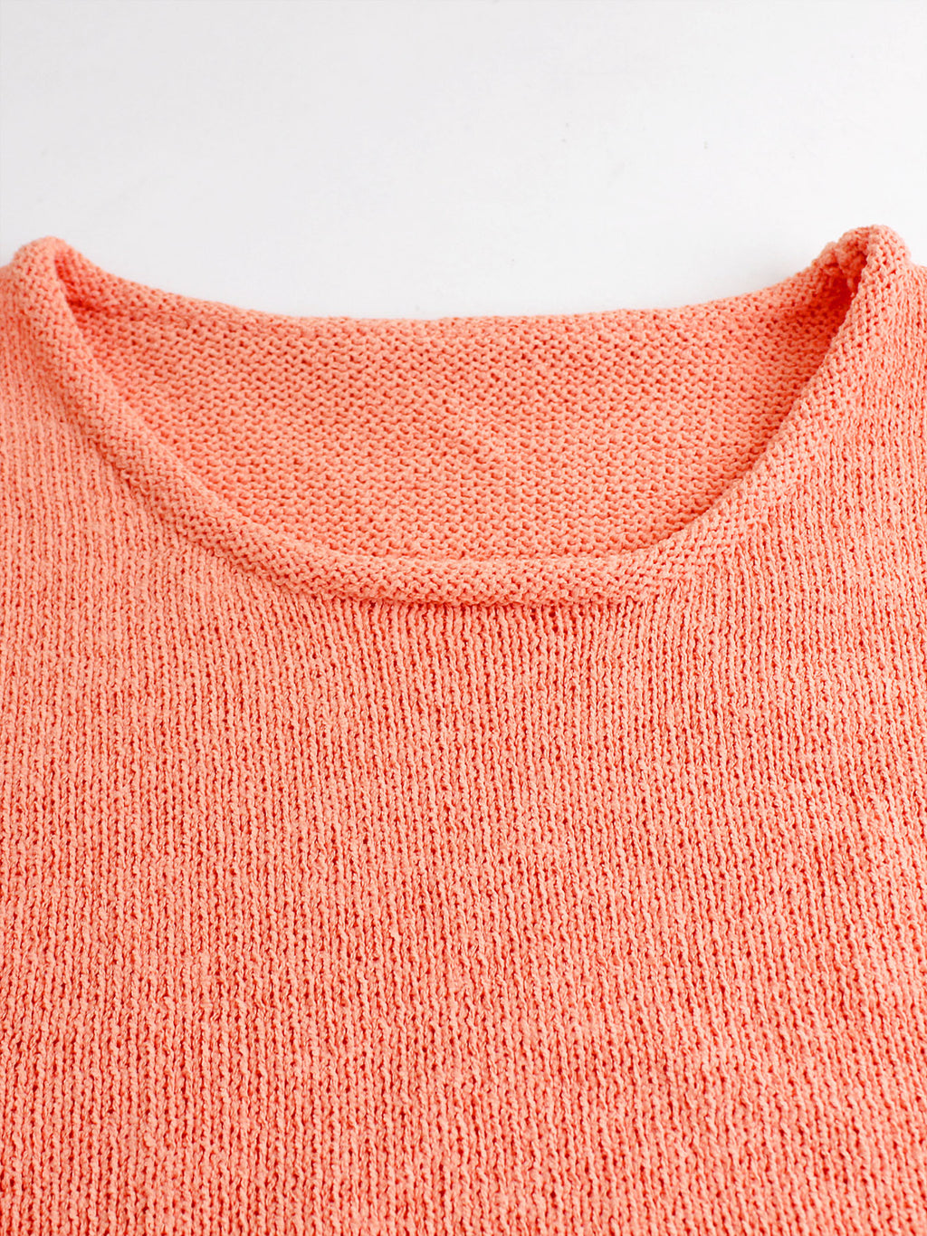 Cropped Crew Neck Knit Tank Top - Orange - 2