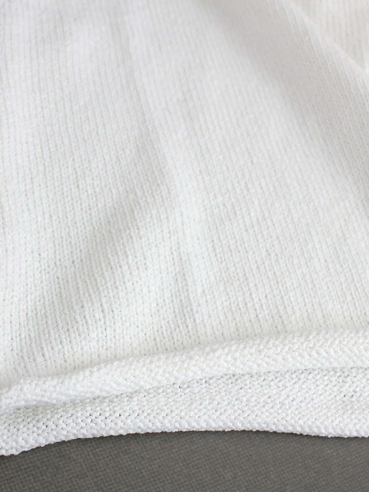 Cropped Crew Neck Knit Tank Top - White - 3