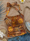 Sun And Paisley Print Halter Tank Top - Decor