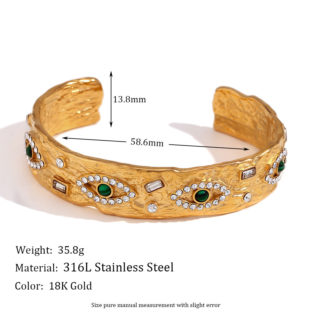 Evil Eye Studded Chunky Cuff Bracelet - Cuff