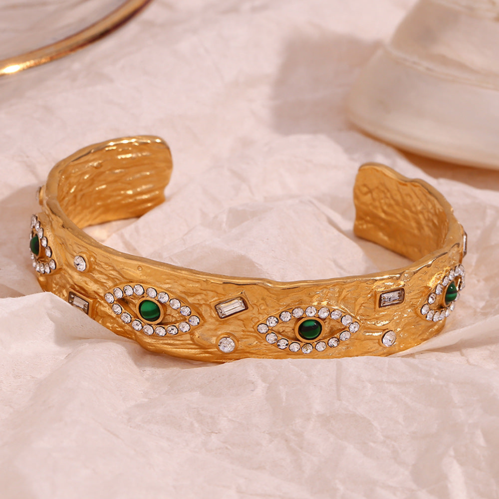 Evil Eye Studded Chunky Cuff Bracelet