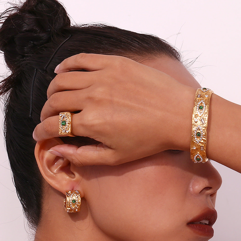Evil Eye Studded Chunky Cuff Bracelet - view 4