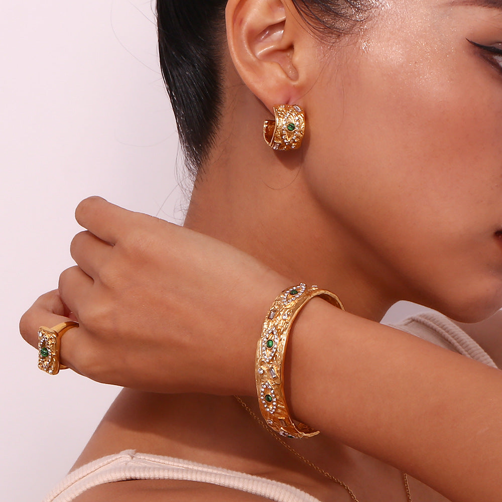 Evil Eye Studded Chunky Cuff Bracelet - view 5