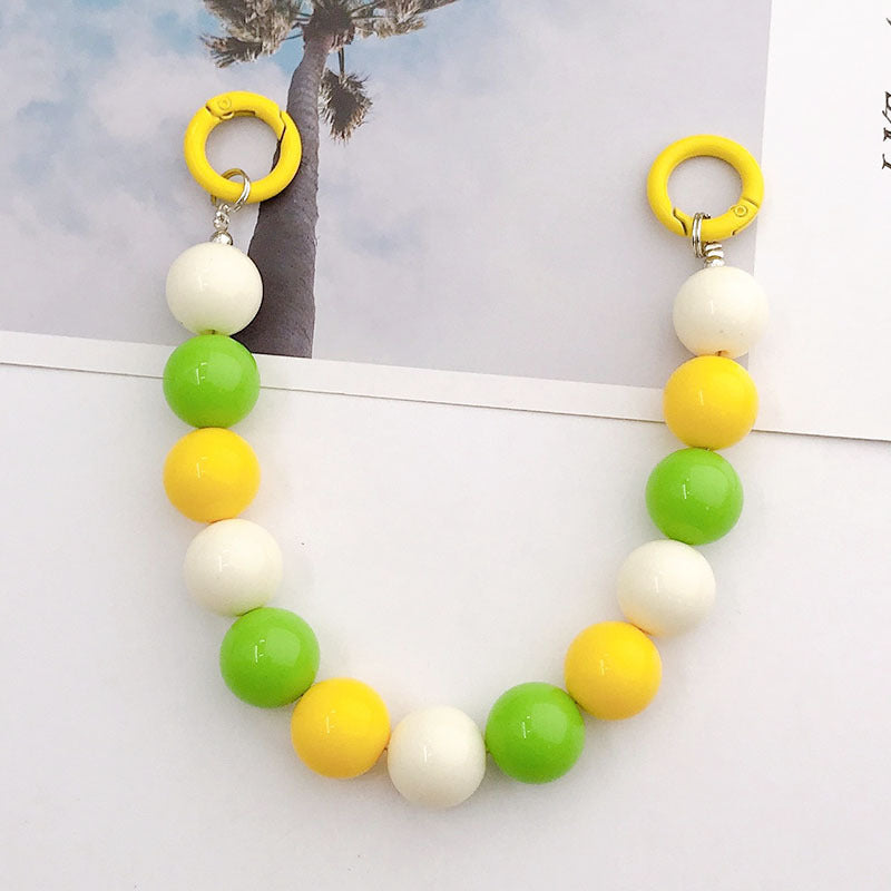 Chunky Beaded Phone Strap With Clip Rings - C3