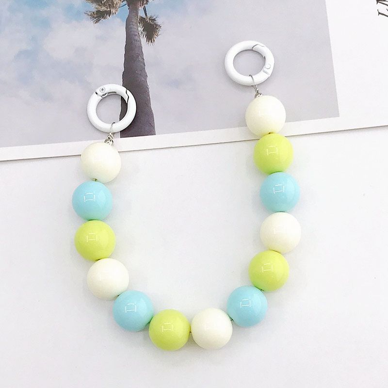 Chunky Beaded Phone Strap With Clip Rings - C4