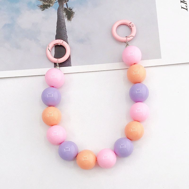 Chunky Beaded Phone Strap With Clip Rings - C6