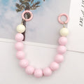 Chunky Beaded Phone Strap With Clip Rings - Pink