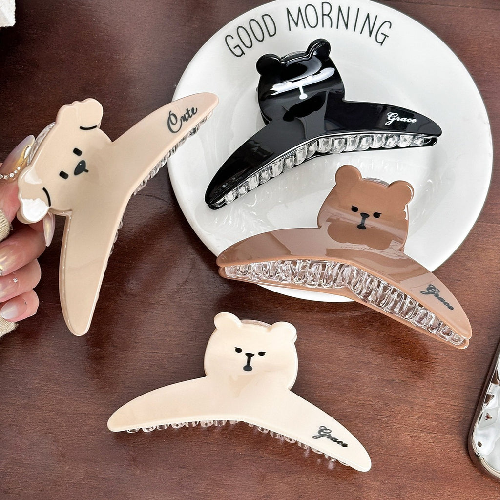 Bear And Puppy Rhinestone Hair Claw Clip