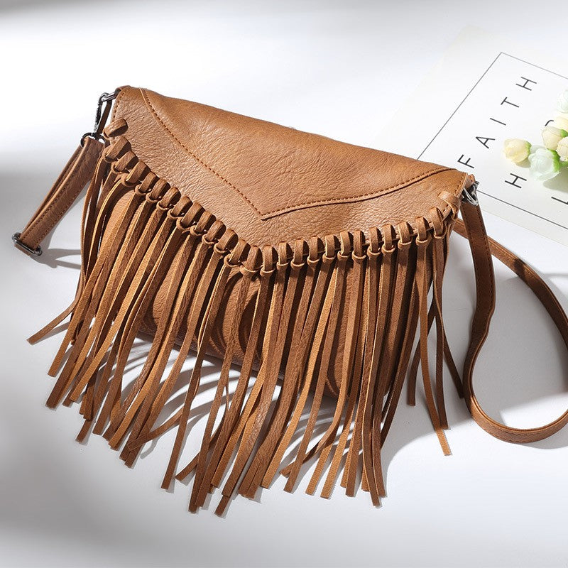 Whipstitch Fringe Envelope Crossbody Bag