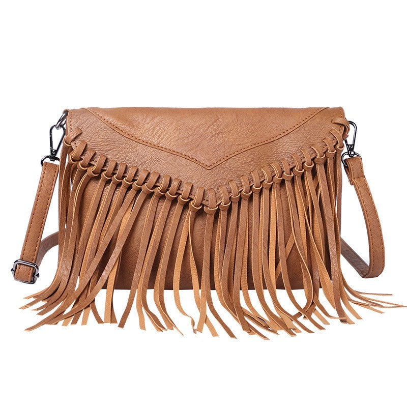 Whipstitch Fringe Envelope Crossbody Bag