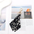 Leopard Scarf Bag Charm Keychain with Clasp - Grey