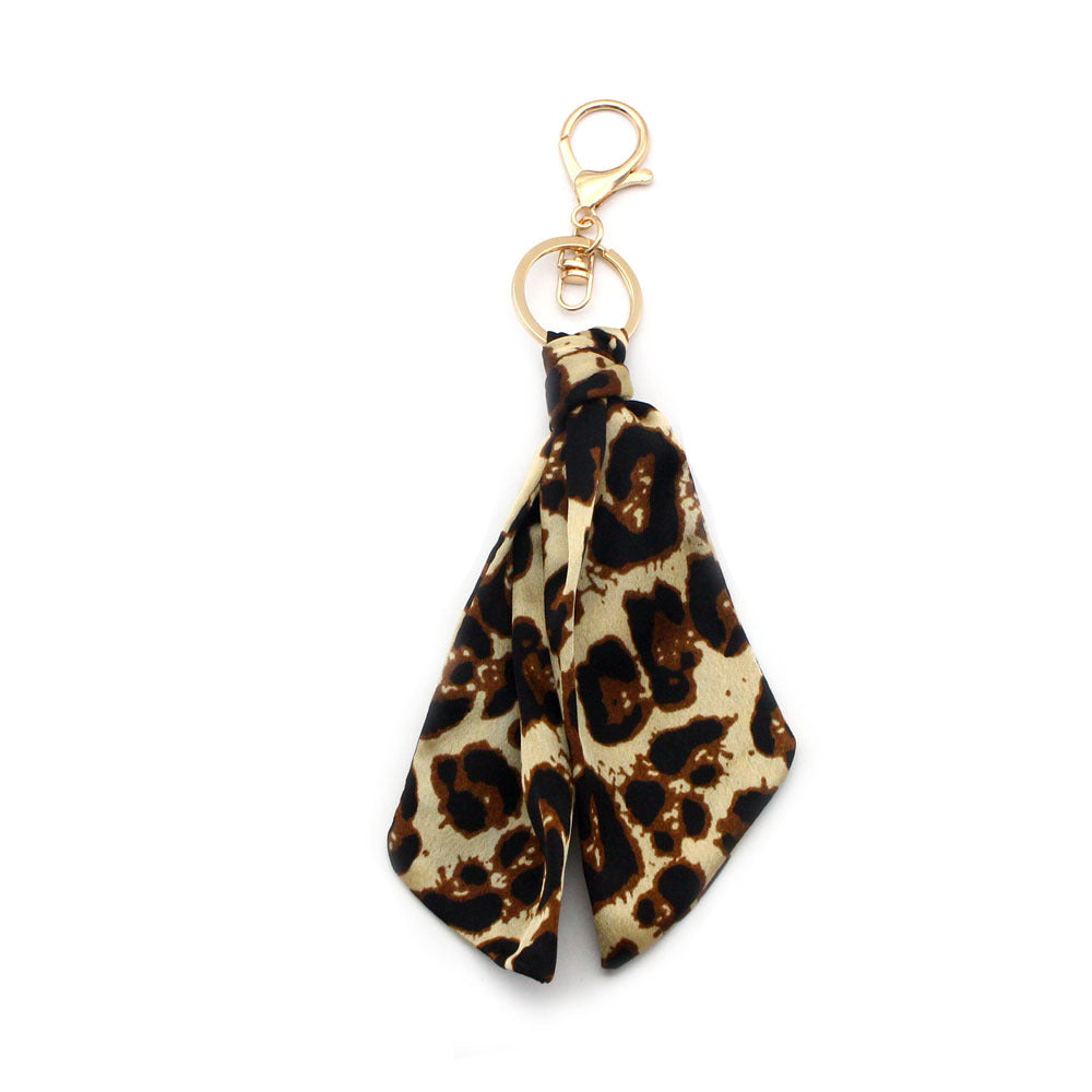 Leopard Scarf Bag Charm Keychain with Clasp
