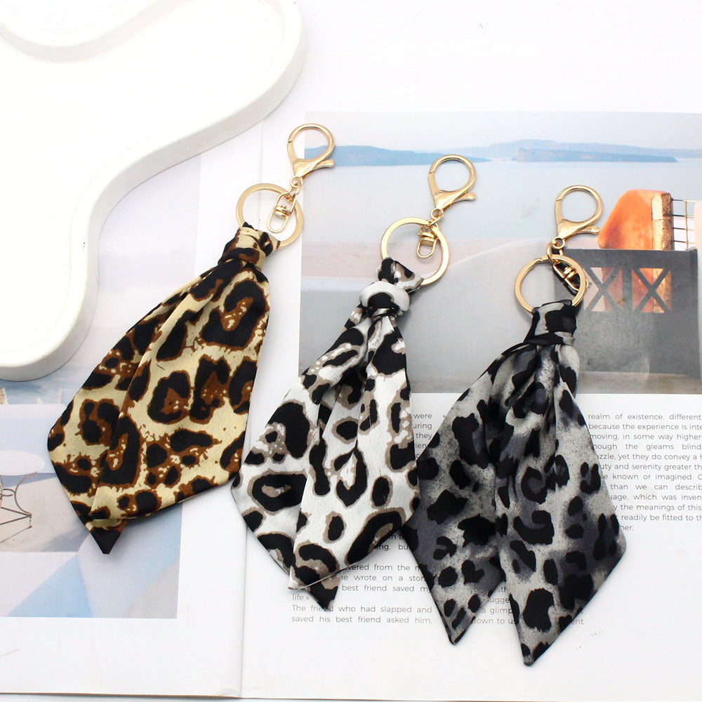 Leopard Scarf Bag Charm Keychain with Clasp - view 1