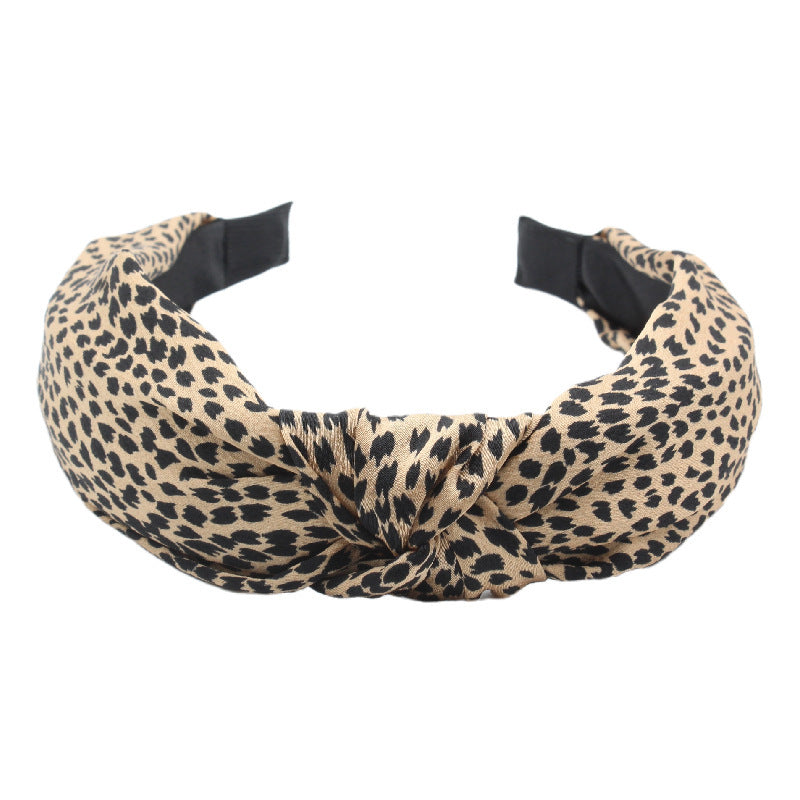 Wide Twist Knot Headband For Women - Leopard01