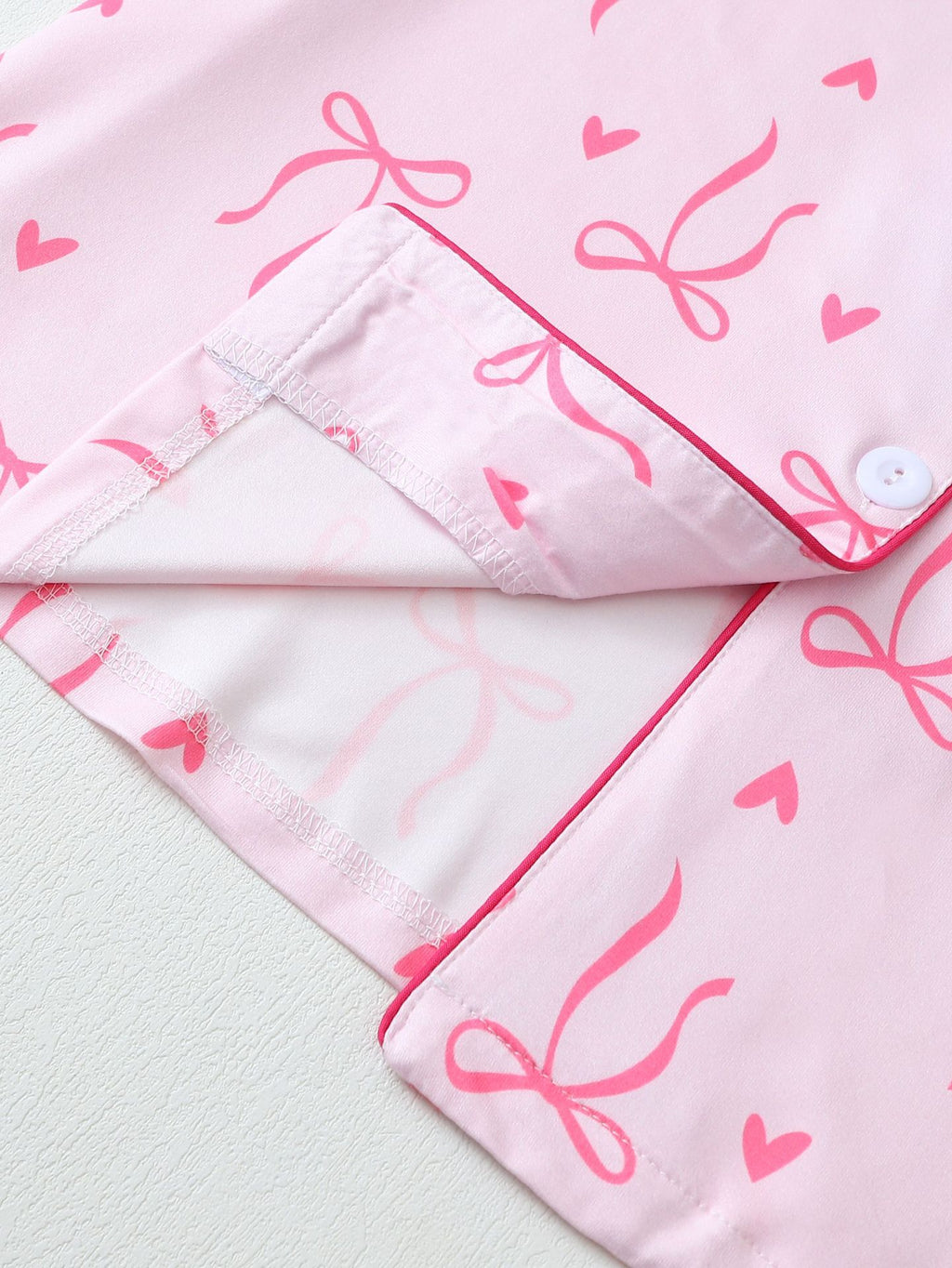 Bow Print Short Sleeve Pajama Set - Pink - 6