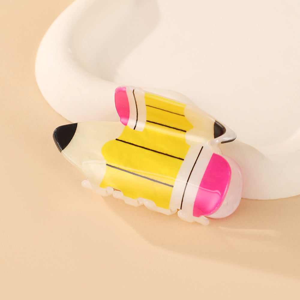 Back To School Mini Claw Hair Clips - Pencil
