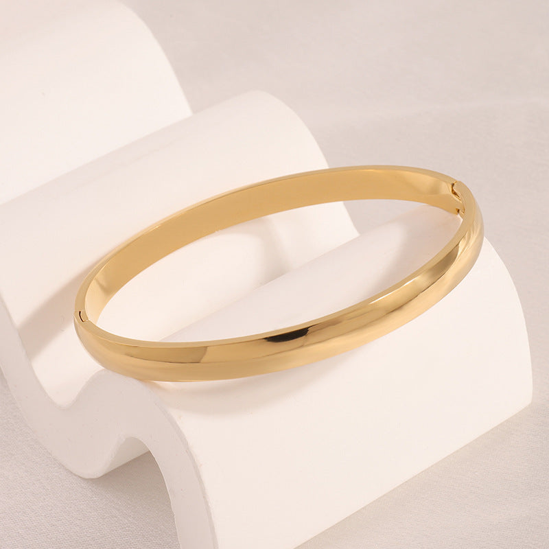 Minimal Smooth Slim Hinged Bangle Bracelet - Gold