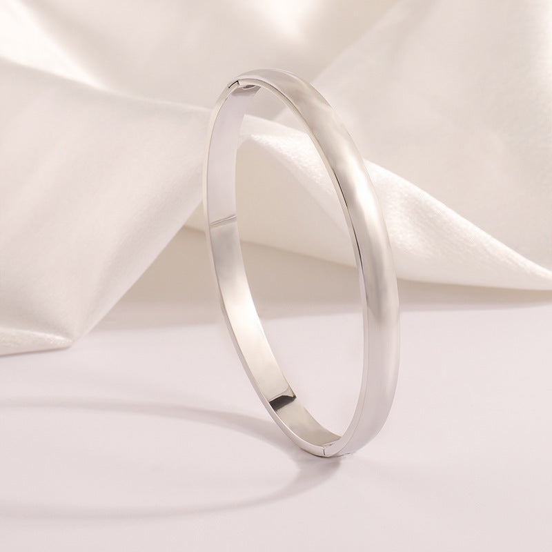 Minimal Smooth Slim Hinged Bangle Bracelet - view 1