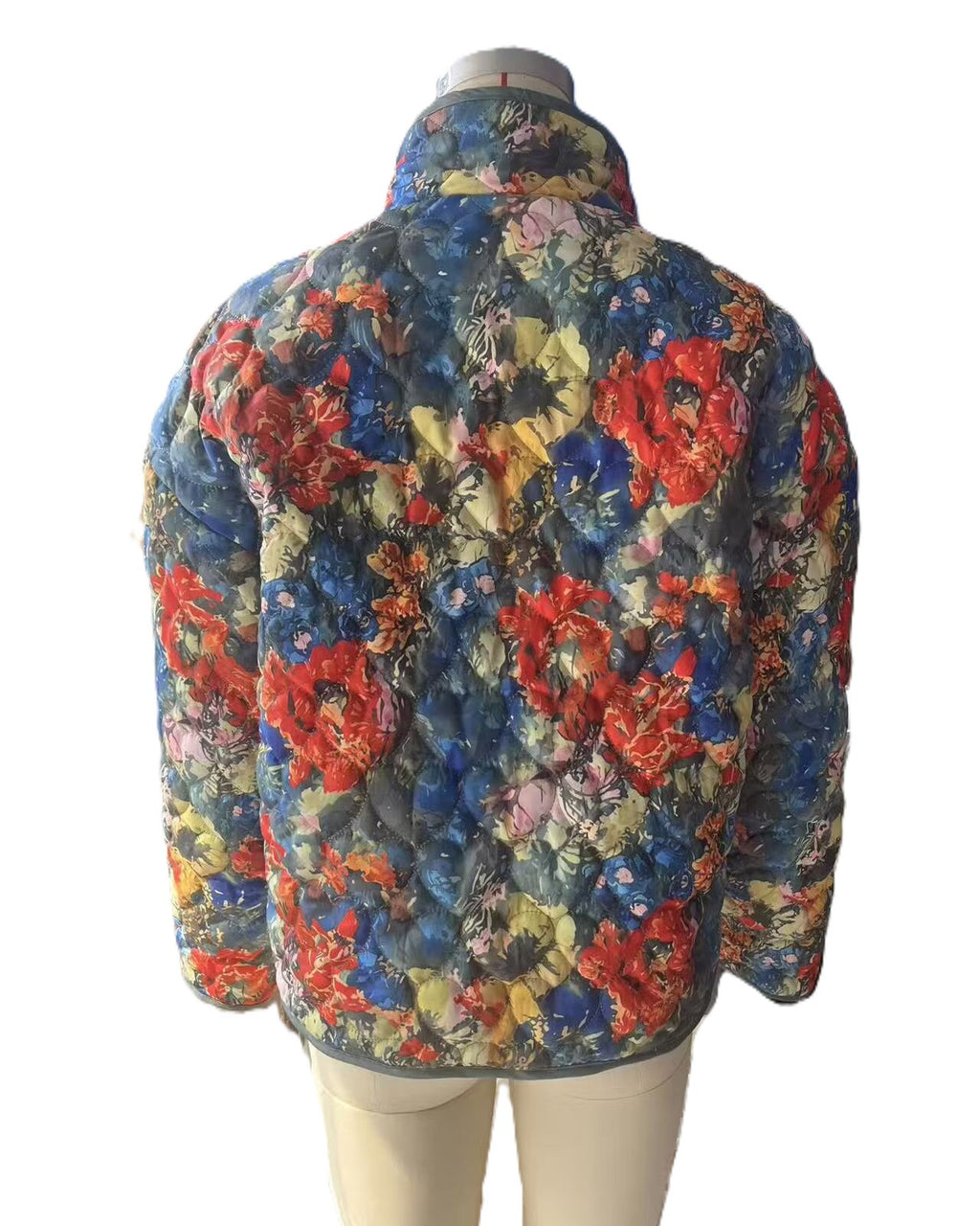 Painterly Floral Quilted Stand Collar Jacket - Color - 2
