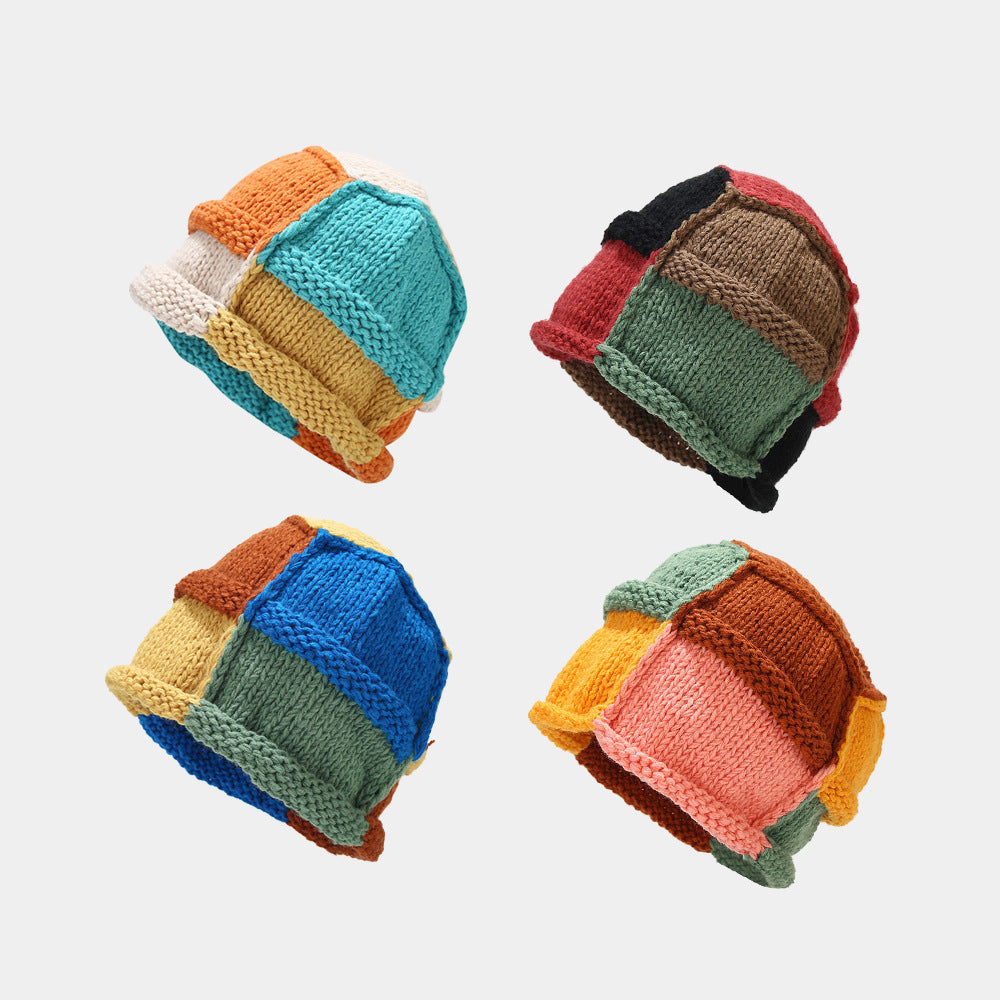 Y2K Patchwork Color Block Knit Beanie