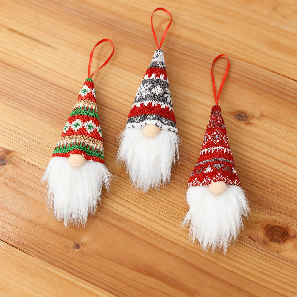 Plush Gnome Christmas Ornaments with Knit Hats - 3PCS-A