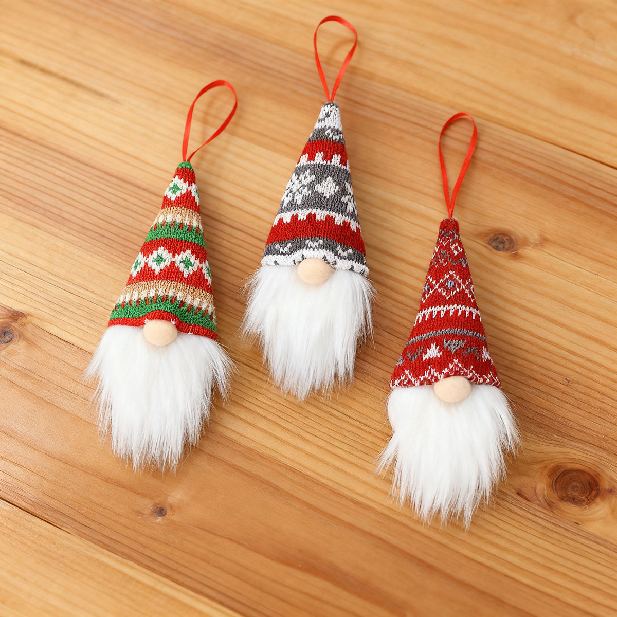 Plush Gnome Christmas Ornaments with Knit Hats - 3PCS-A