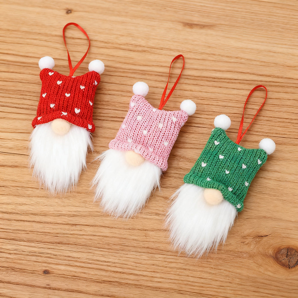 Plush Gnome Christmas Ornaments with Knit Hats - 3PCS-B