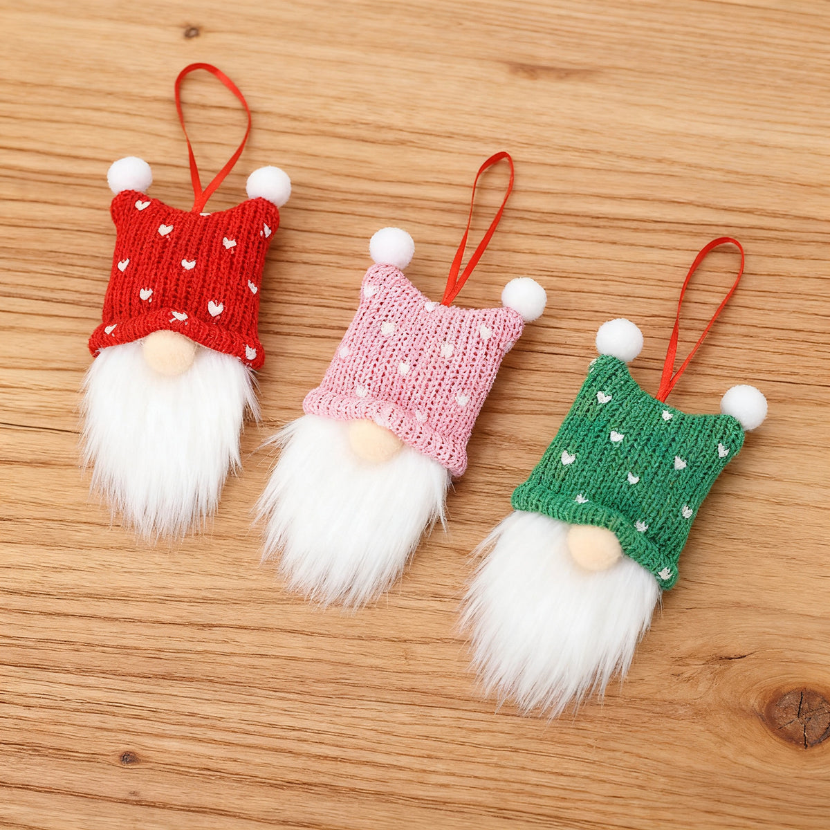 Plush Gnome Christmas Ornaments with Knit Hats - 3PCS-B