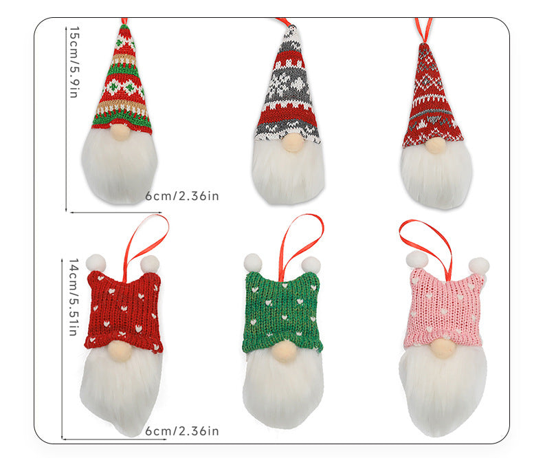 Plush Gnome Christmas Ornaments with Knit Hats - 3PCS-B - 1