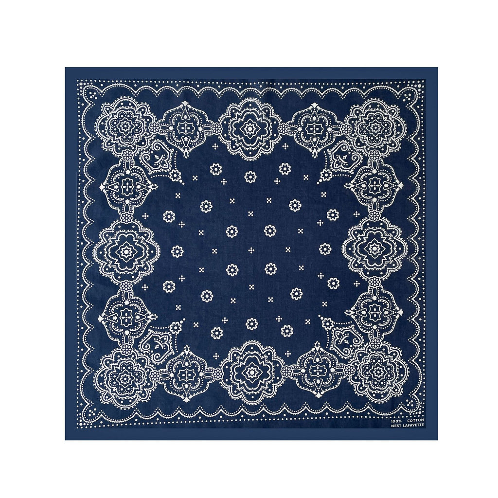Medallion Print Square Bandana Scarf - NavyBlue