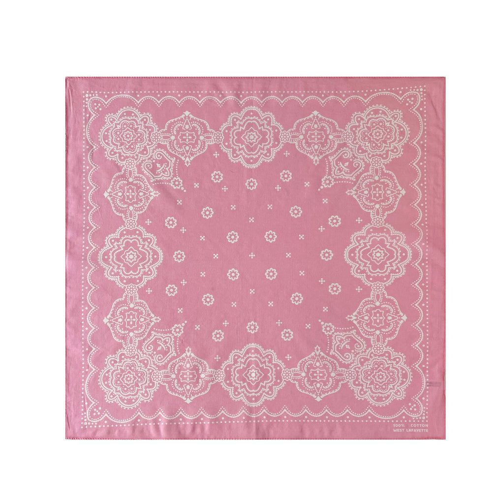 Medallion Print Square Bandana Scarf - Pink