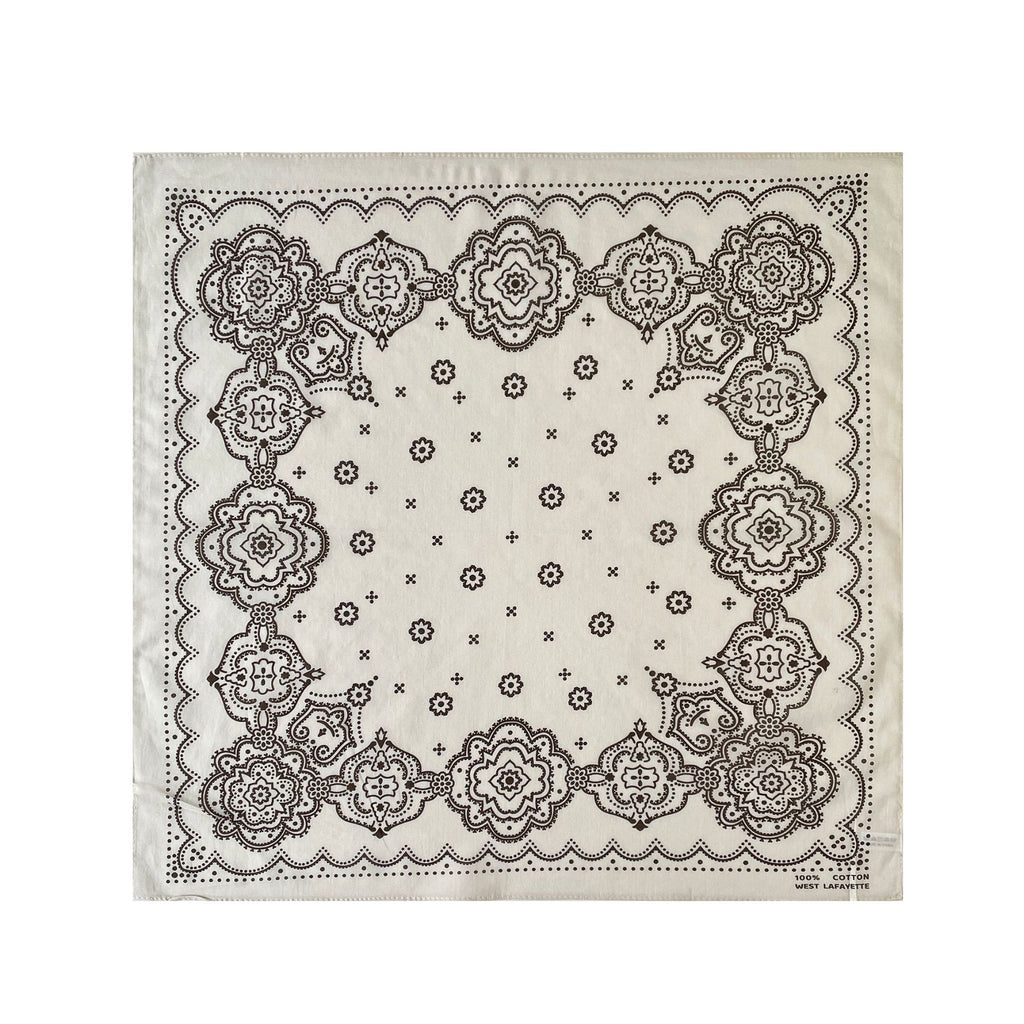 Medallion Print Square Bandana Scarf - White