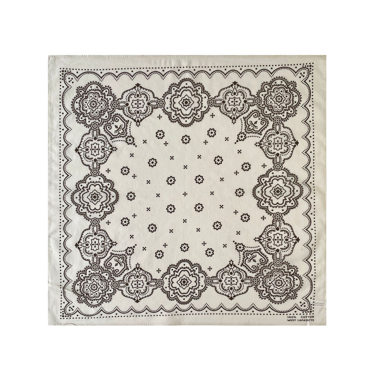 Medallion Print Square Bandana Scarf - White