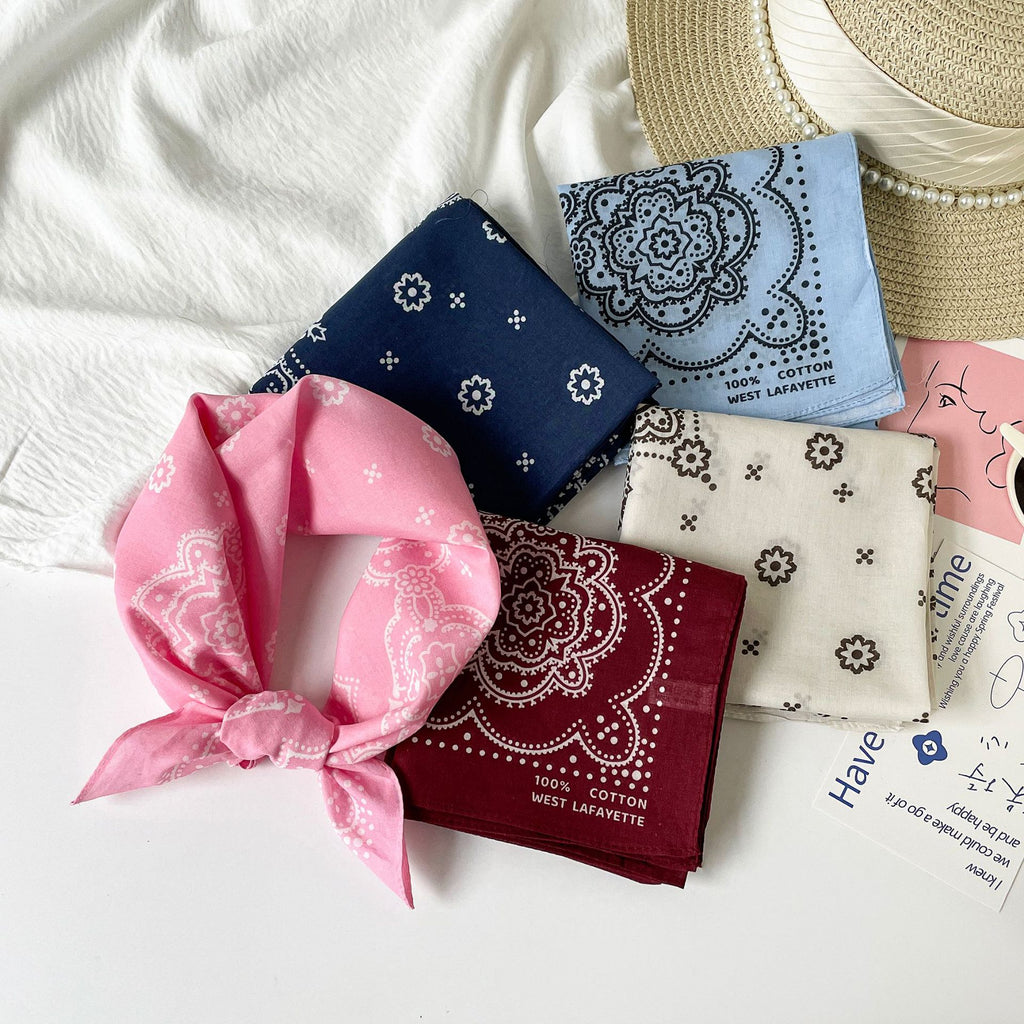 Medallion Print Square Bandana Scarf - White - 2