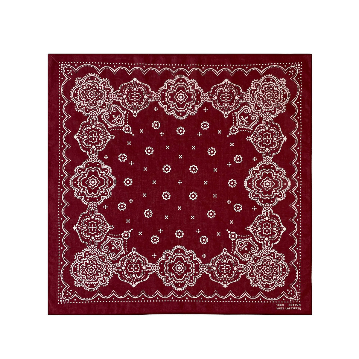 Medallion Print Square Bandana Scarf - WineRed