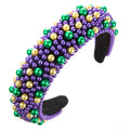 Beaded Faux Pearl Wide Padded Headband - C1
