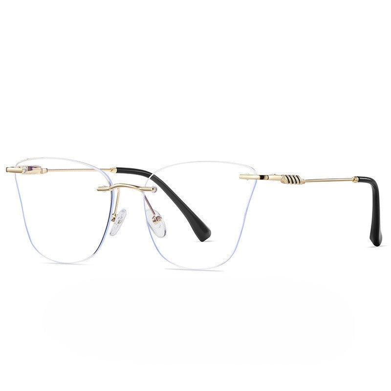 Rimless Cat Eye Blue Light Glasses - Black