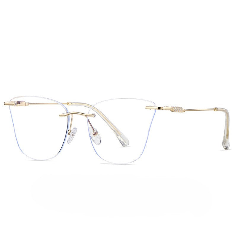 Rimless Cat Eye Blue Light Glasses - White