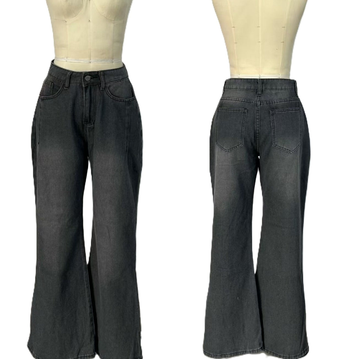 Relaxed-Fit Everyday Wide-Leg Summer Denim - Grey