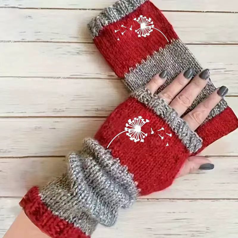 Embroidered Colour Block Fingerless Gloves - Dandelion_02