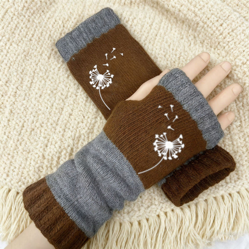 Embroidered Colour Block Fingerless Gloves - Dandelion_03