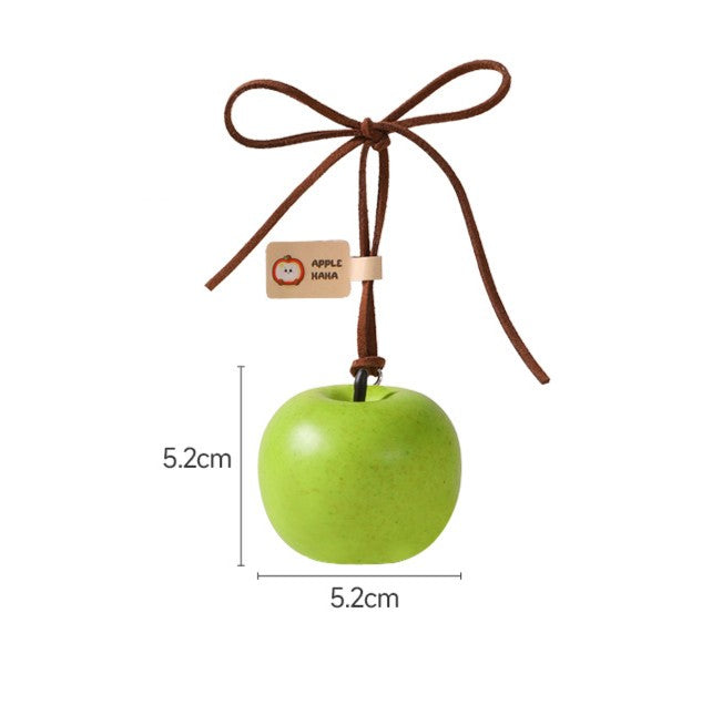 Ribbon Tie Apple Charm Keychain - Green
