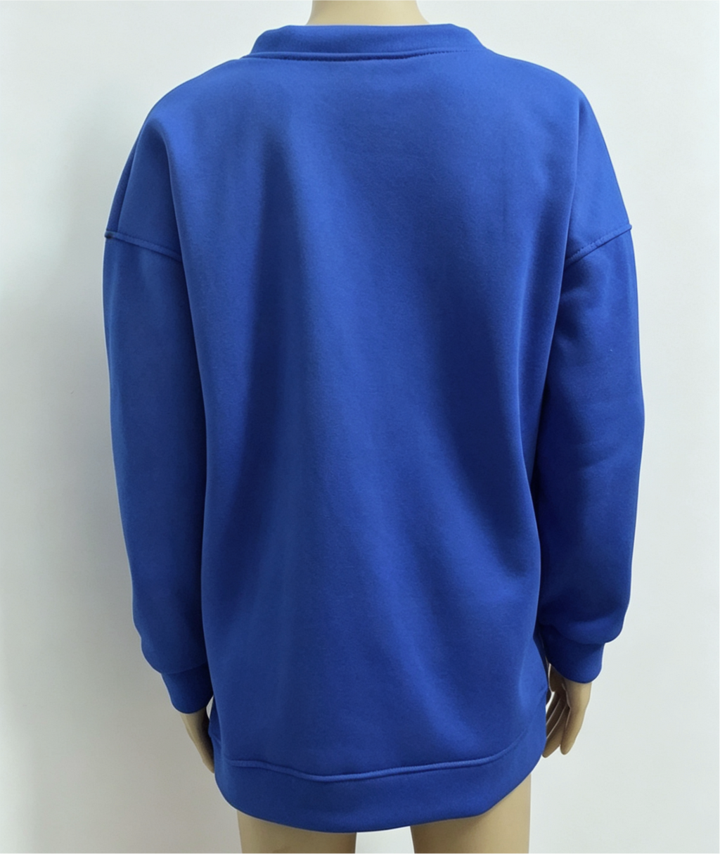 V Neck Fleece Cardigan With Pockets - DBlue - 2